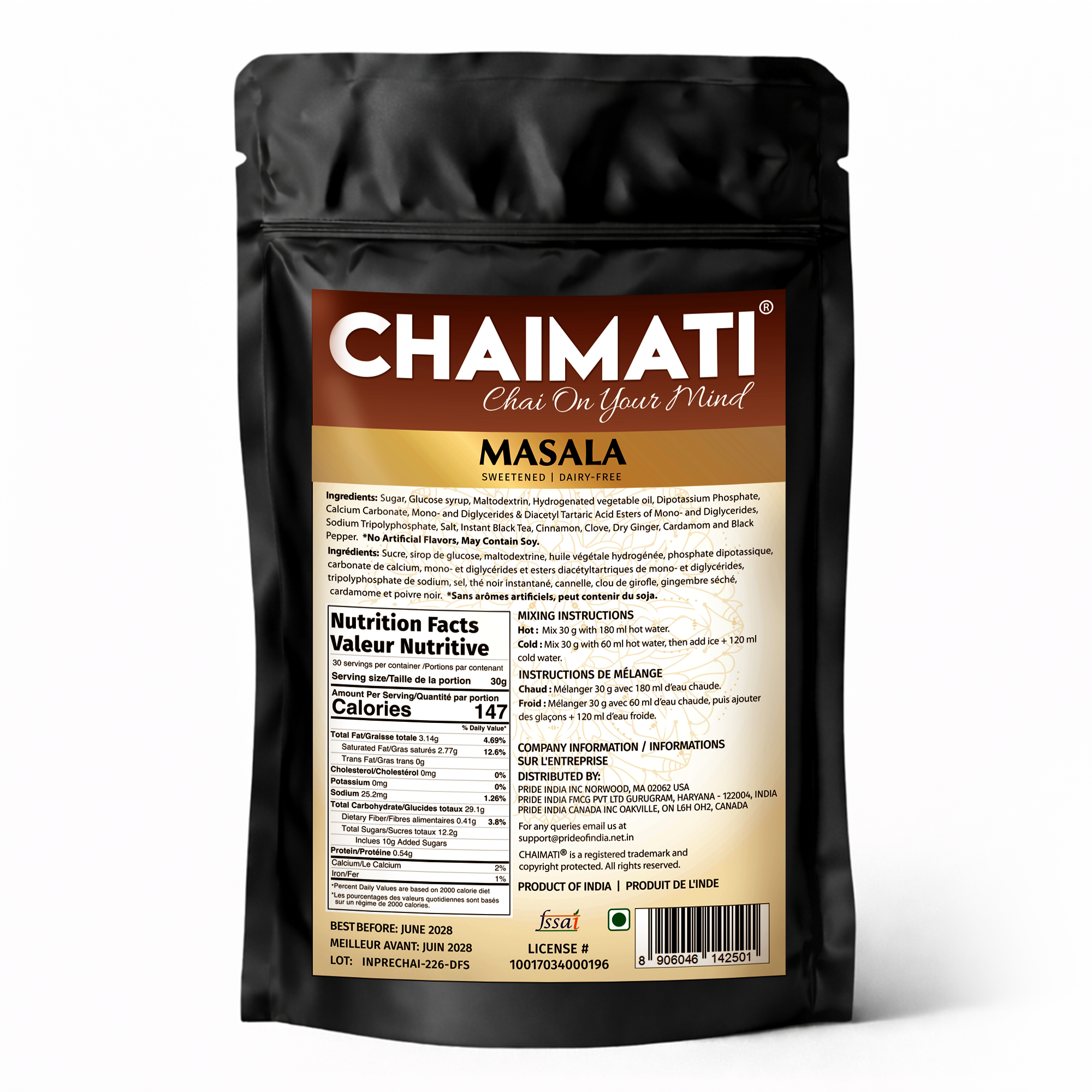 CHAIMATI Dairy-Free Instant Masala Chai Latte Premix - 2 lb