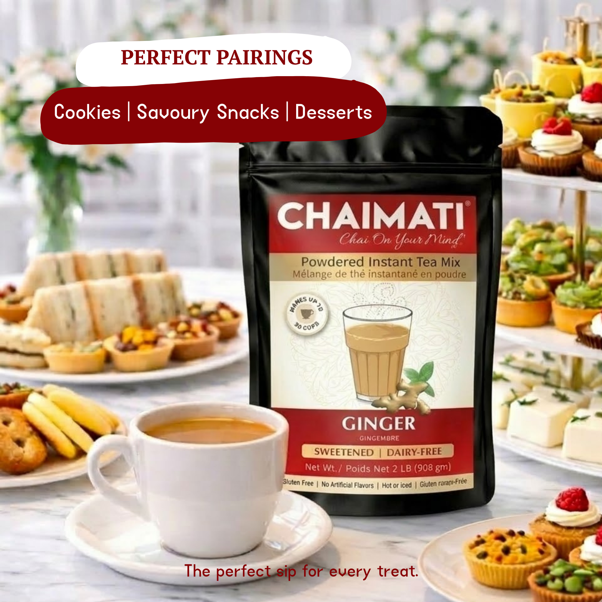 CHAIMATI Dairy-Free Instant Ginger Chai Latte Premix - 2 lb