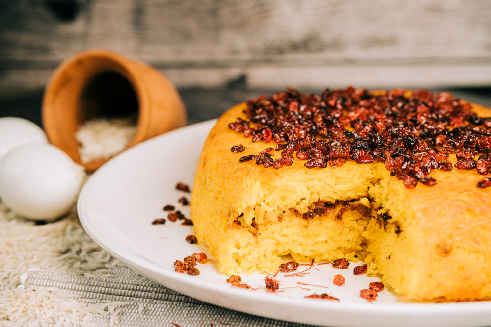 TACHIN: BAKED SAFFRON RICE WITH BARBERRIES