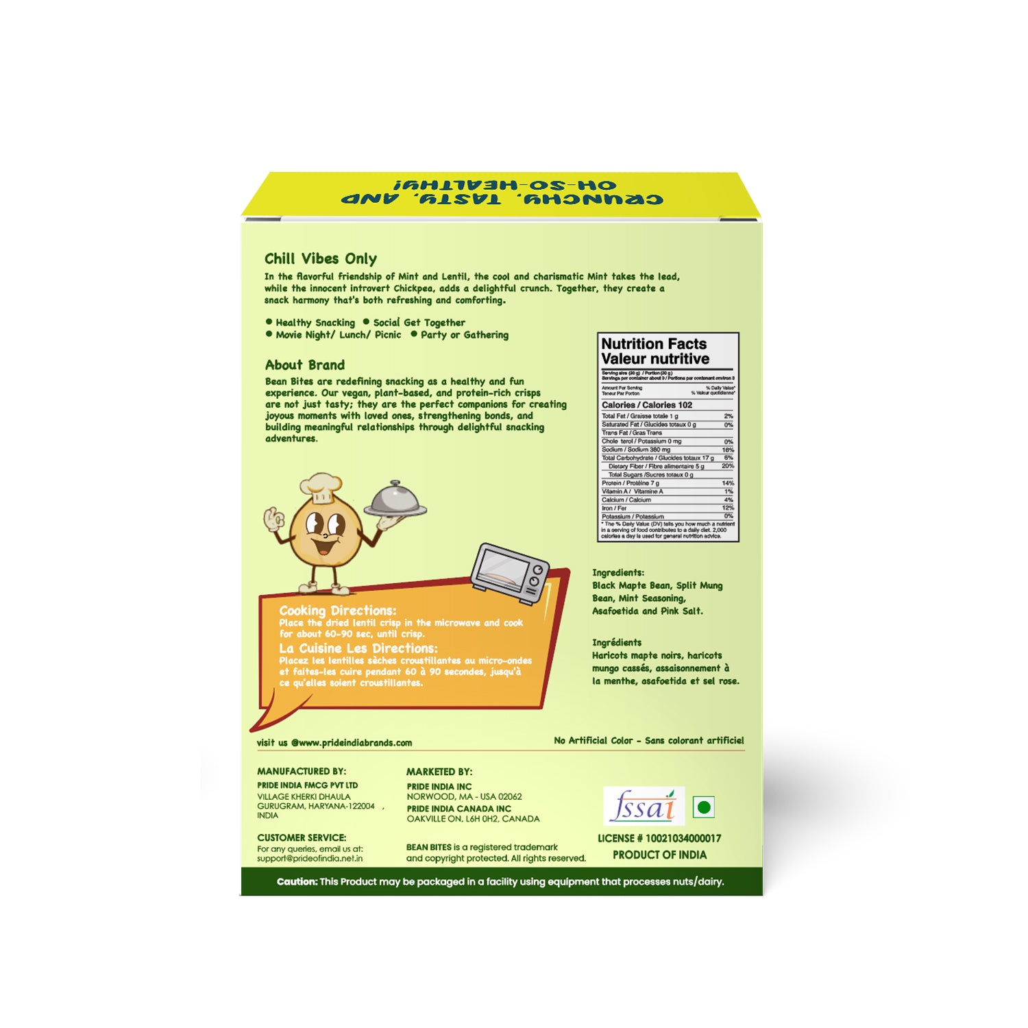 Bean Bites Minty Crunch Lentil Crisp - Pride Of India
