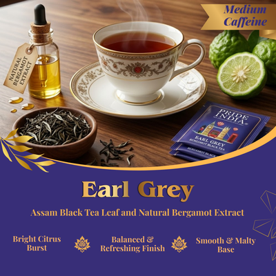 Pride of India Earl Grey Black Tea - 150 Individually Wrapped Full Leaf Pyramid Tea Bags | Bergamot Black Tea Bulk Pack for Food Service, Cafes, Hotels, Offices & Daily Tea Drinkers