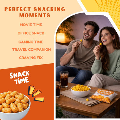 Peppy Pops Chickpea Puffs Firecracker Flavor - 6 Pack, 12 oz | Spicy Schezwan High Protein Snacks | Crunchy Better-for-You Snack and Healthy Alternative to Chips with 6g Protein Per Bag