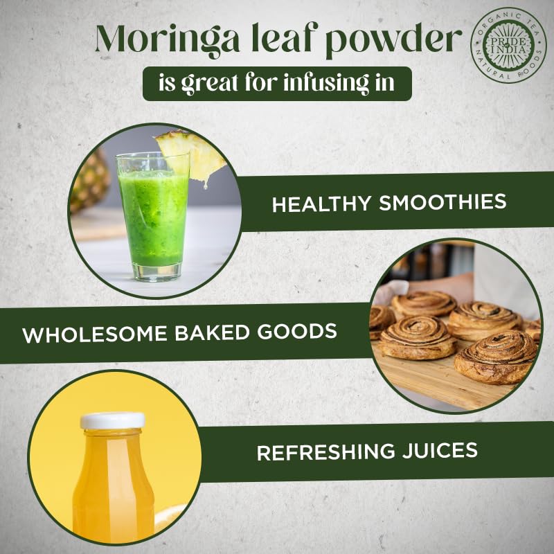 Premium Grade Pure & Raw Sun-dried Moringa Leaf Ground, (3.53oz - 100gm) - Pride Of India