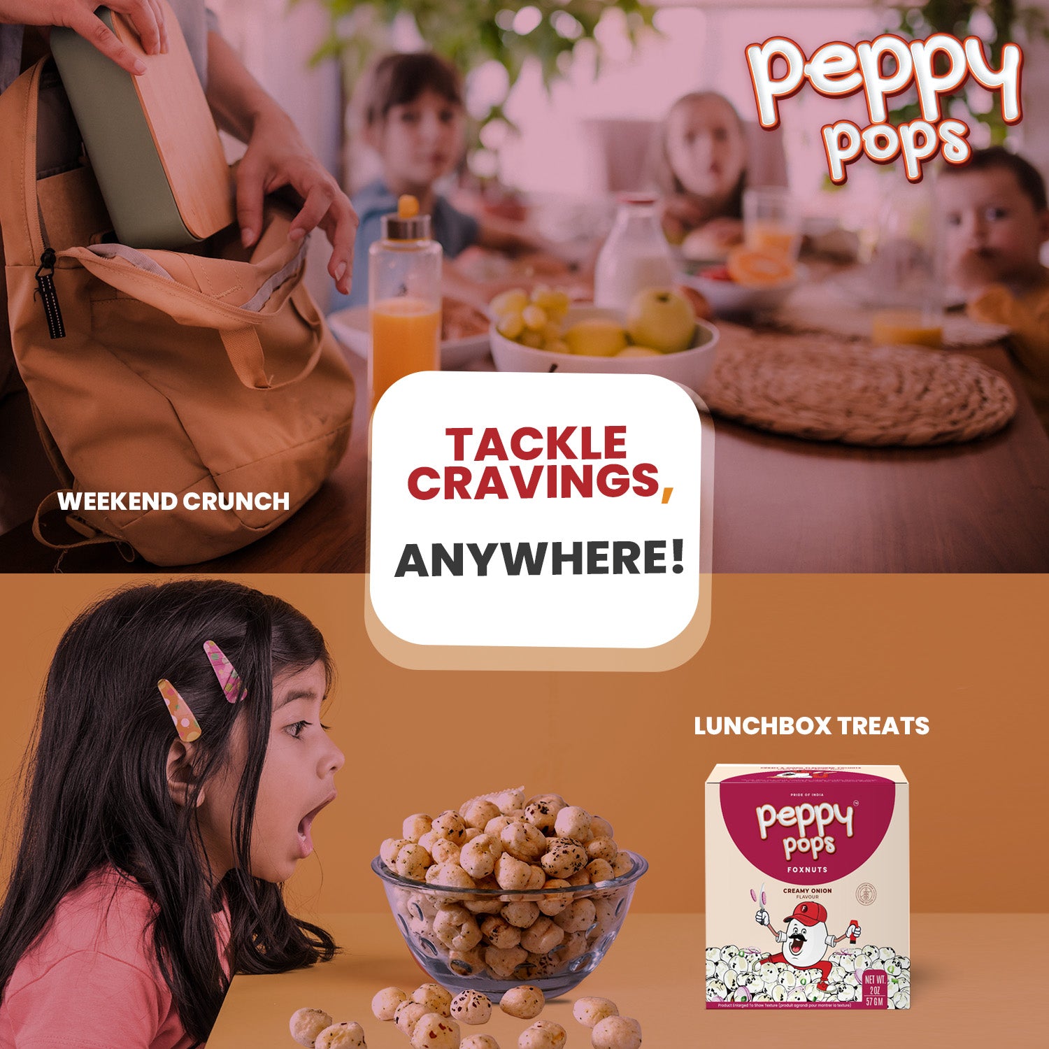PEPPY POPS CREAMY ONION ROASTED FOXNUTS - Pride Of India
