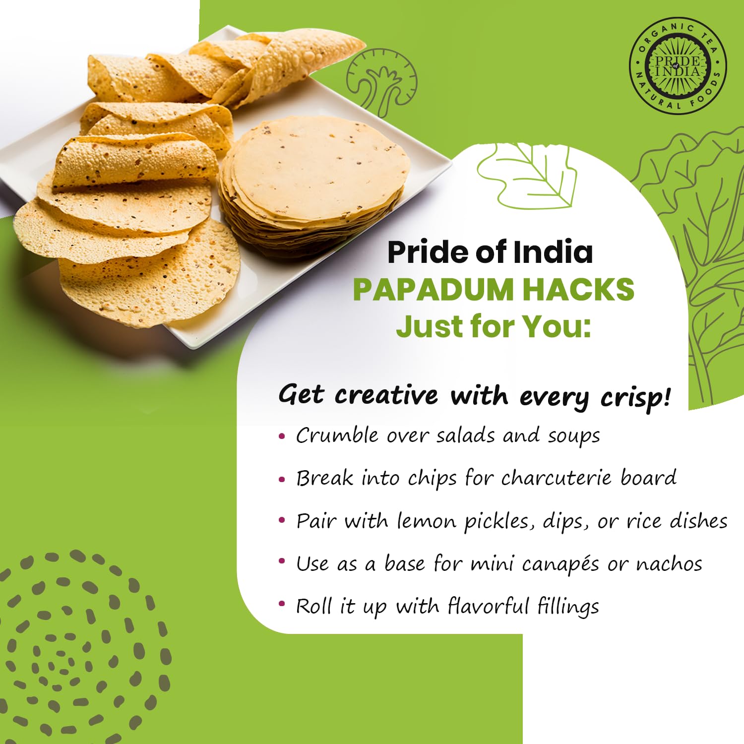 Onion Papadum Indian Lentil Crisps (Papad) - Pride Of India