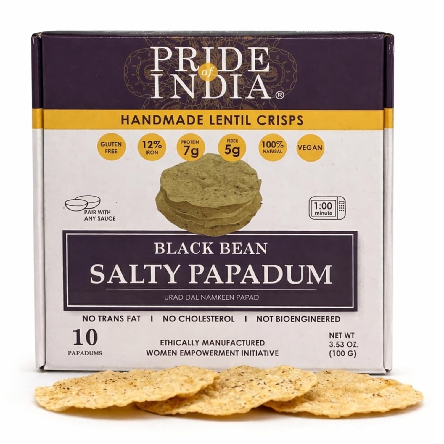 Salty Black Bean Namkeen Papadum Lentil Crisp