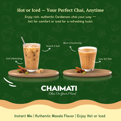 Chaimati Unsweetened Cardamom Chai Mix, 2 LB (908 gm) | No Added Sugar, Gluten Free, Dairy Based | Instant Powdered Tea, Makes 75 Cups | Natural Cardamom Flavor | Ready in Seconds | Hot or Iced