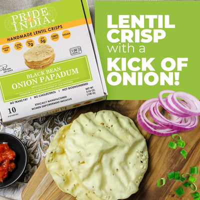 Onion Papadum Indian Lentil Crisps (Papad) - Pride Of India