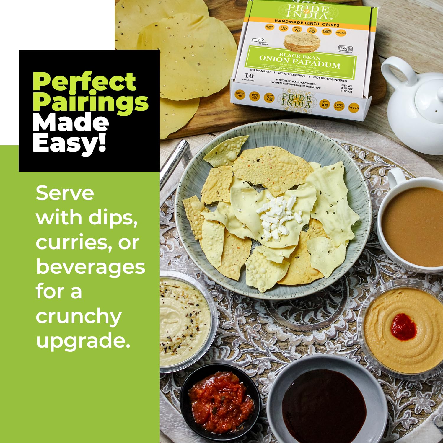 Onion Papadum Indian Lentil Crisps (Papad) - Pride Of India