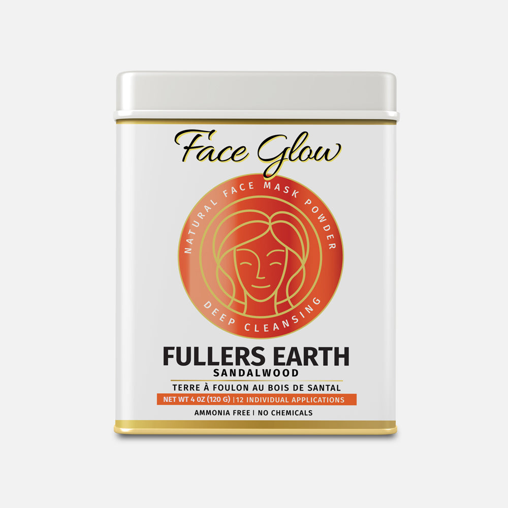 Face Glow- Fuller’s Earth w/ Sandalwood - 12 Individual Sachets of Multani Mitti (10 gm each)- Reusable Brush & Tray Included - Pride Of India