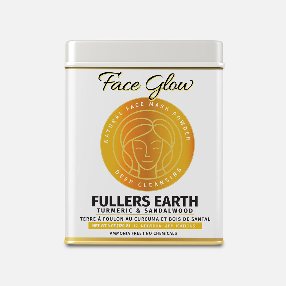 Face Glow- Fuller’s Earth w/ Turmeric & Sandalwood- 12 Individual Sachets of Multani Mitti (10 gm each)- Reusable Brush & Tray Included - Pride Of India