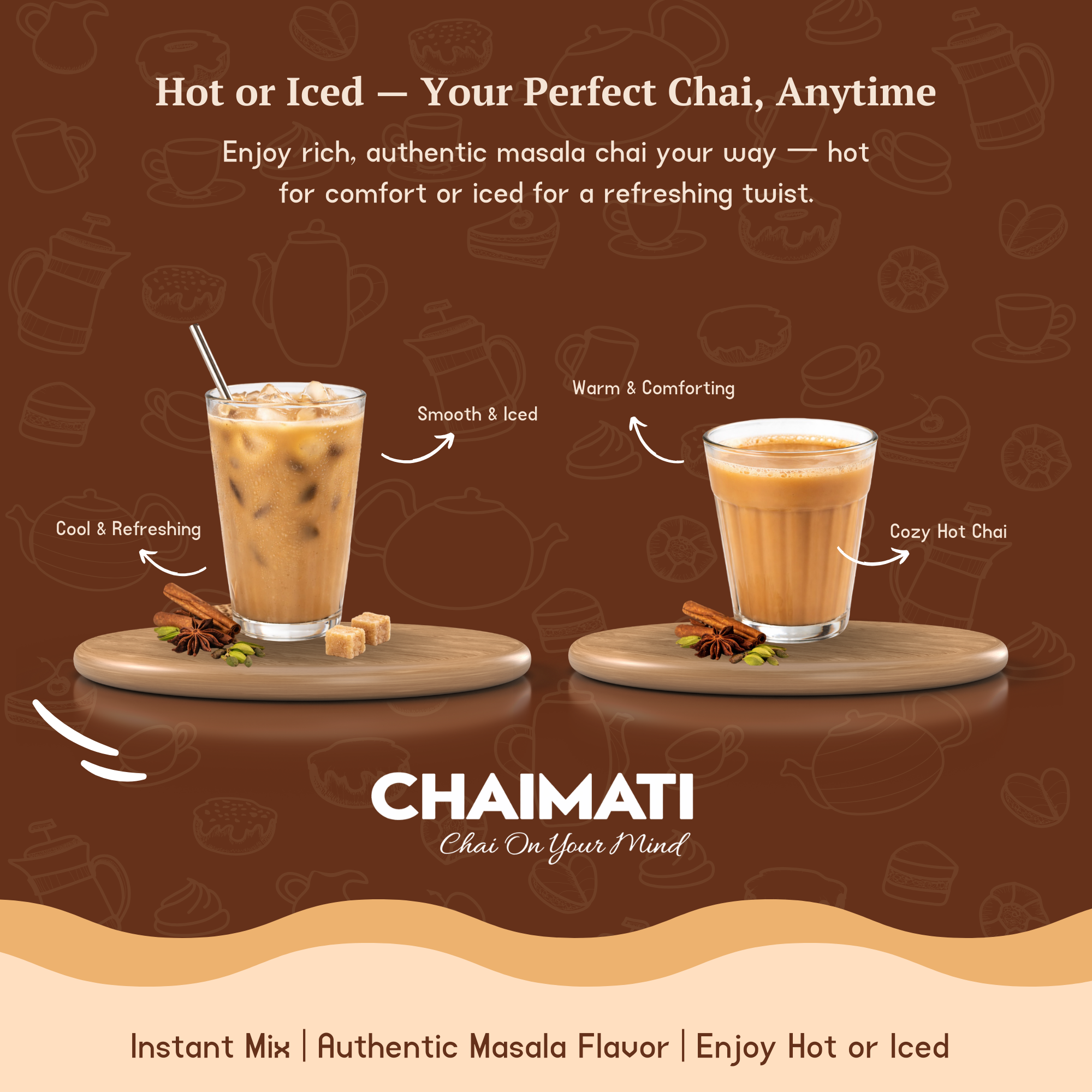 CHAIMATI Unsweetened Instant Masala Chai Latte Premix - 2 lb