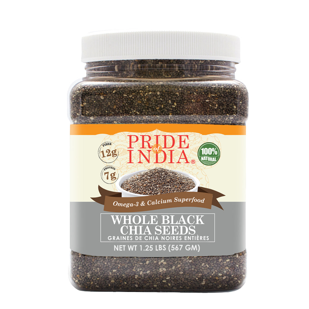 Whole Black Chia Seeds - Omega-3 & Calcium Superfood Jar - Pride Of India