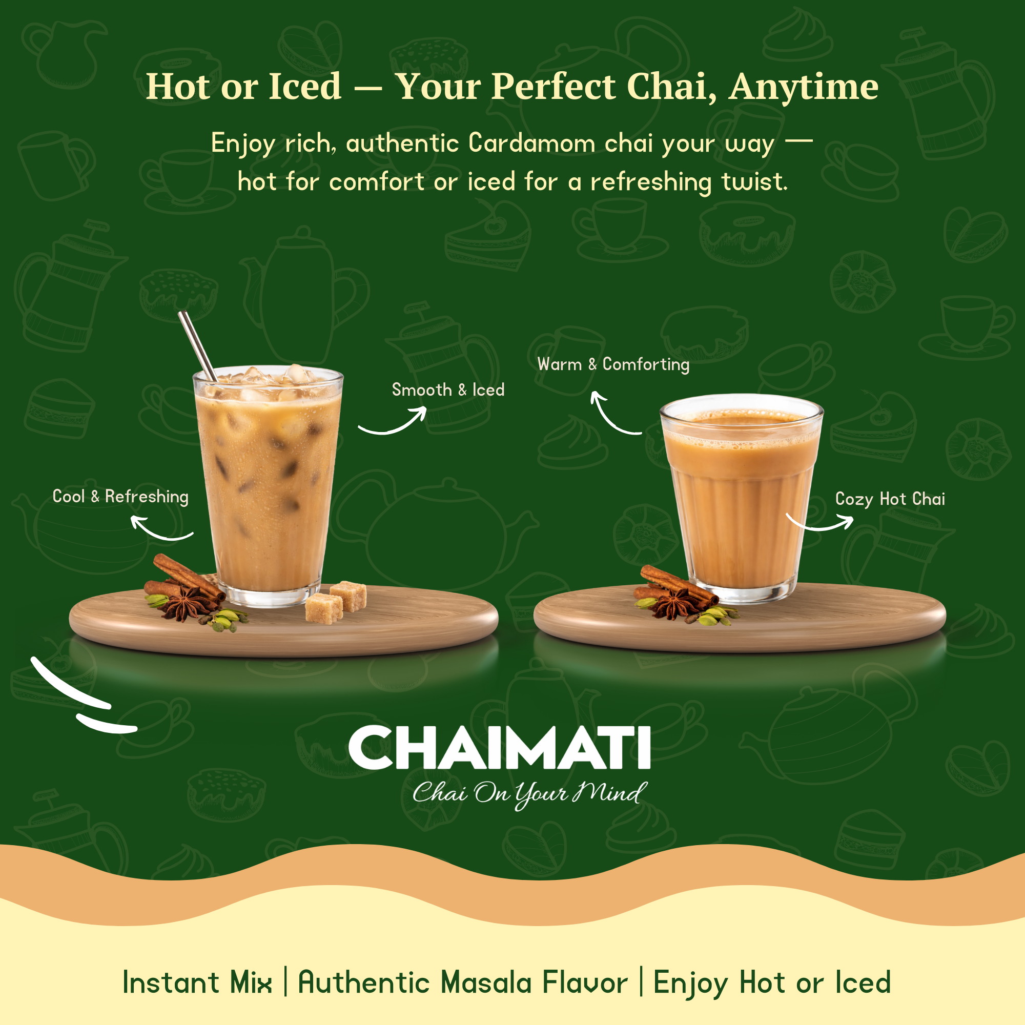CHAIMATI Dairy-Free Instant Cardamom Chai Latte Premix - 2 lb