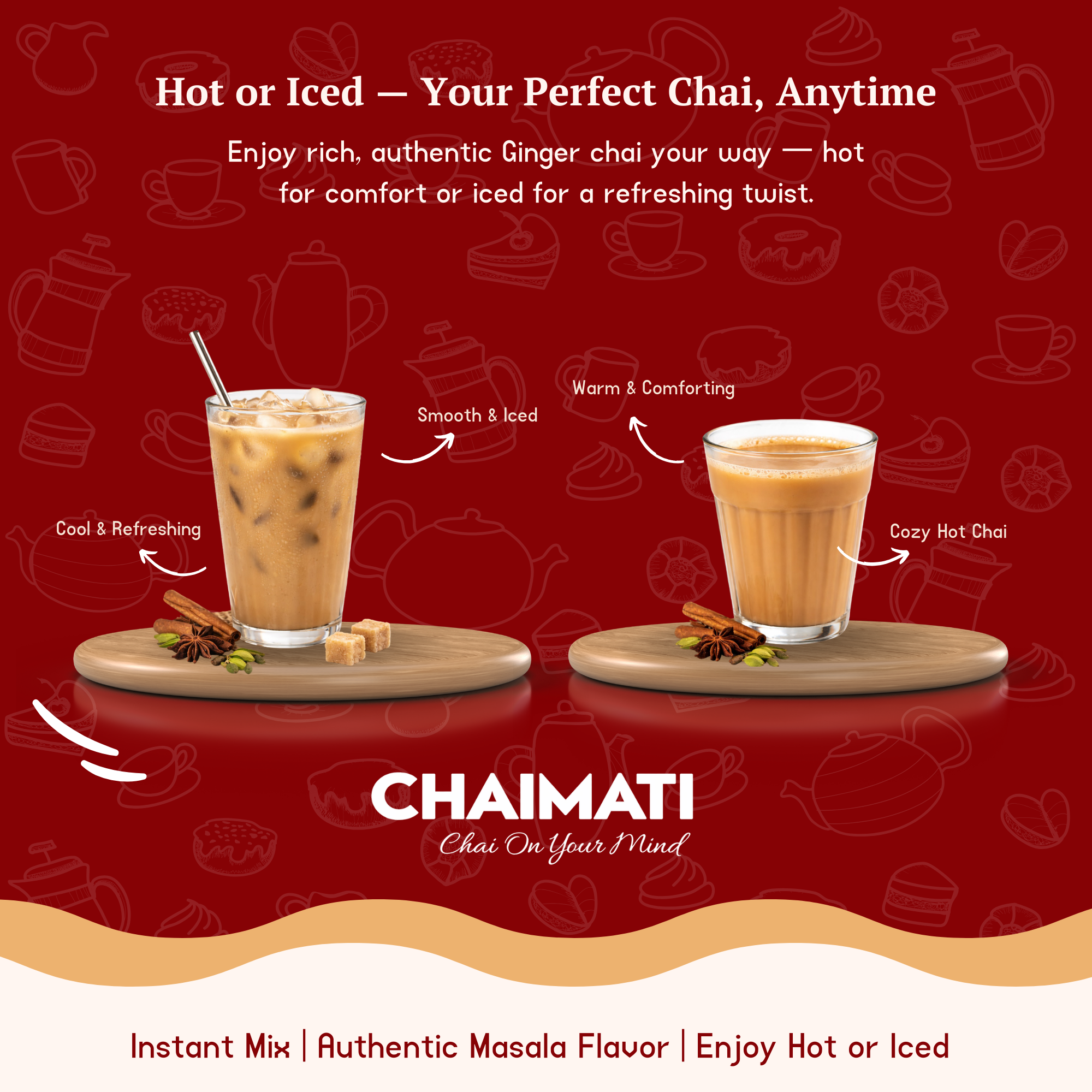 CHAIMATI Sweetened Instant Ginger Chai Latte Premix - 2 lb