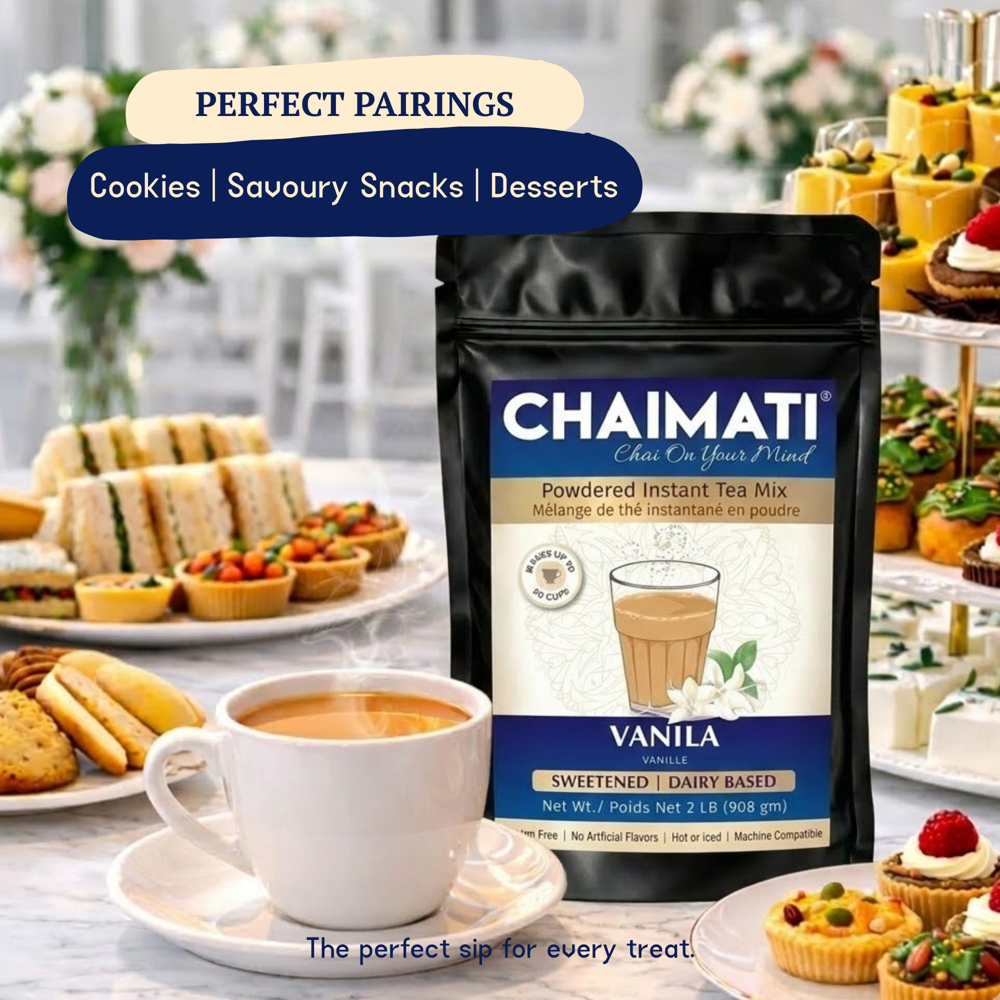 CHAIMATI Sweetened Instant Vanilla Chai Latte Premix - 2 lb
