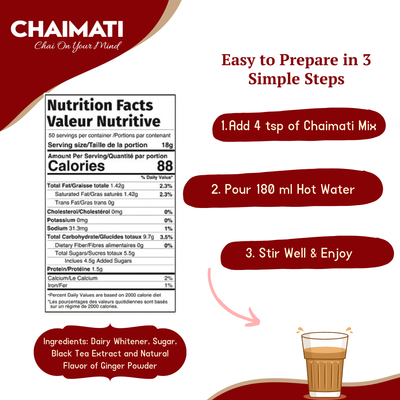 CHAIMATI Sweetened Instant Ginger Chai Latte Premix - 2 lb