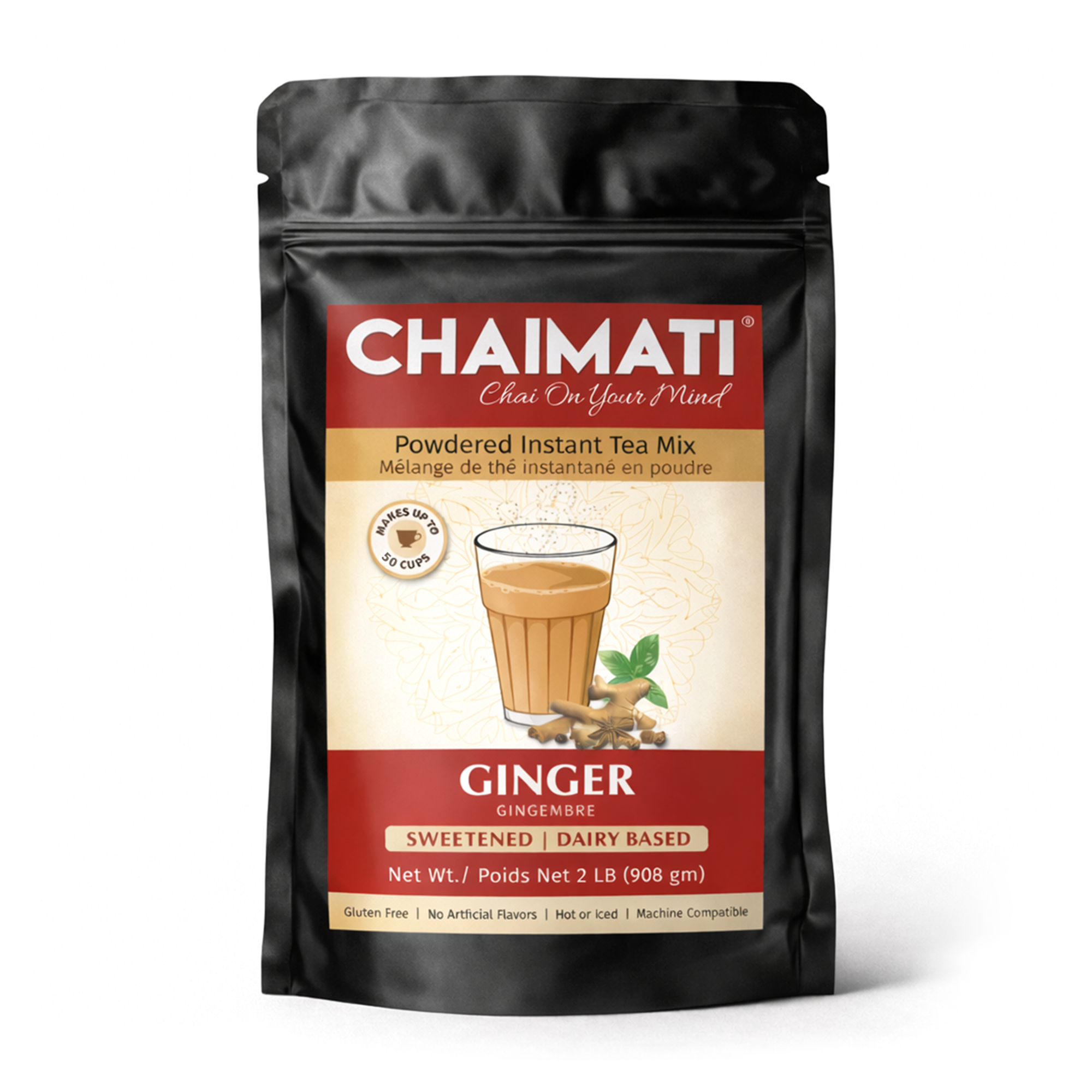 CHAIMATI Sweetened Instant Ginger Chai Latte Premix - 2 lb