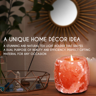 Himalayan Pink Salt Tea Light Holder by Pride of India – Salt Candle Holder – Room Décor Item – Great for Creating an Ambiance – Ideal for Home & Spa Uses – Natural Shape - Pride Of India