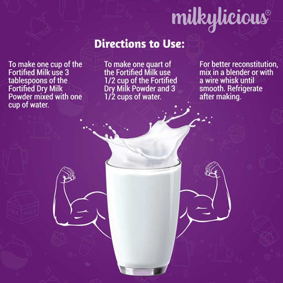 Milkylicious Instant Fortified Non-Fat Dry Milk Powder – 1.5 lbs (24 oz) Jar - Pride Of India