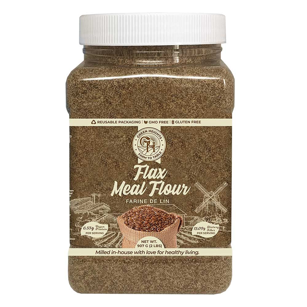 Brown Flax Meal Flour - 2 Pound / 907 grams Jar by Green Heights - Pride Of India