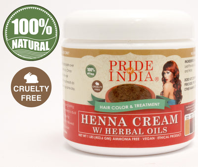 Herbal Henna Hair Color Cream - 100% Natural, 1 Pound (16oz - 454gm) Jar - Pride Of India