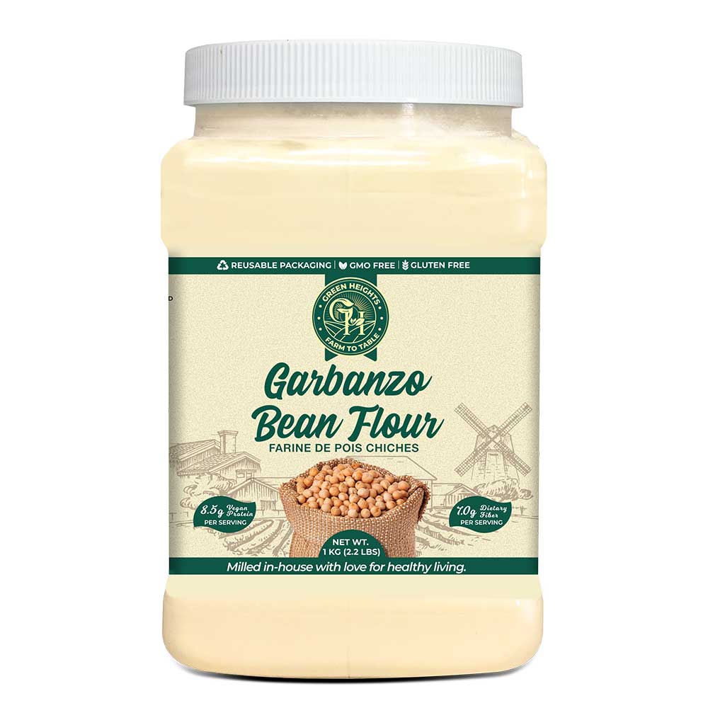 Garbanzo Bean Flour by Green Heights, 2.2 Pound Jar (1 KG) by Green Heights - Pride Of India