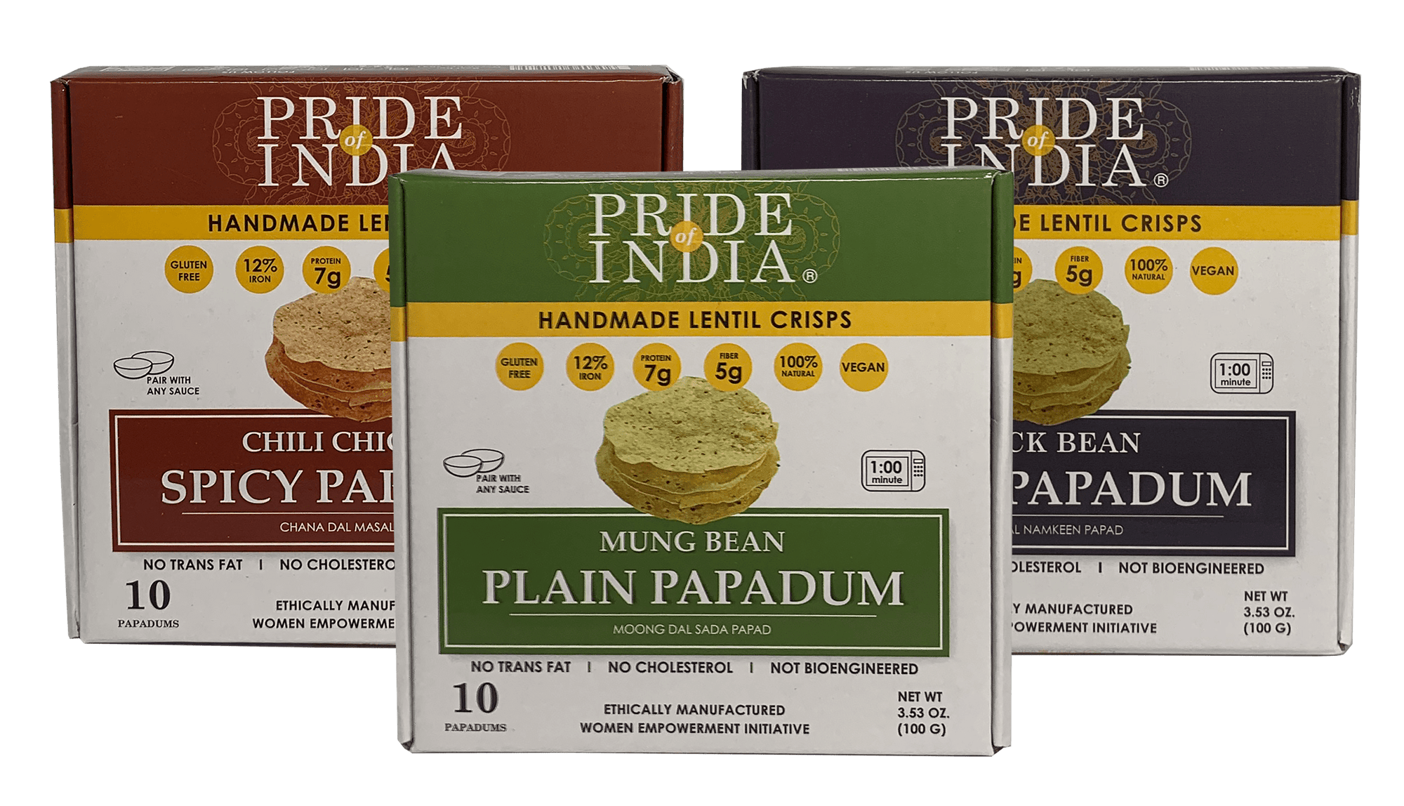 Assorted Papadum Lentil Crisps - Plain, Salty & Spicy - Pride Of India