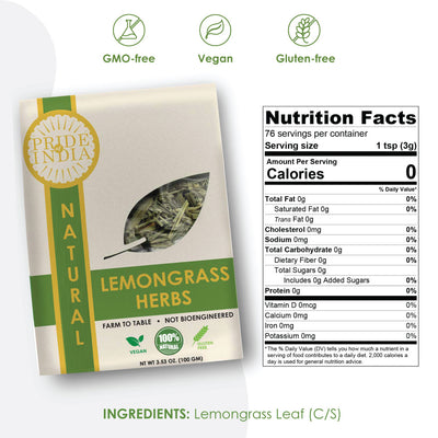 NUTRITEA Natural Lemongrass Full Leaf Tea (Caffeine Free) - Pride Of India