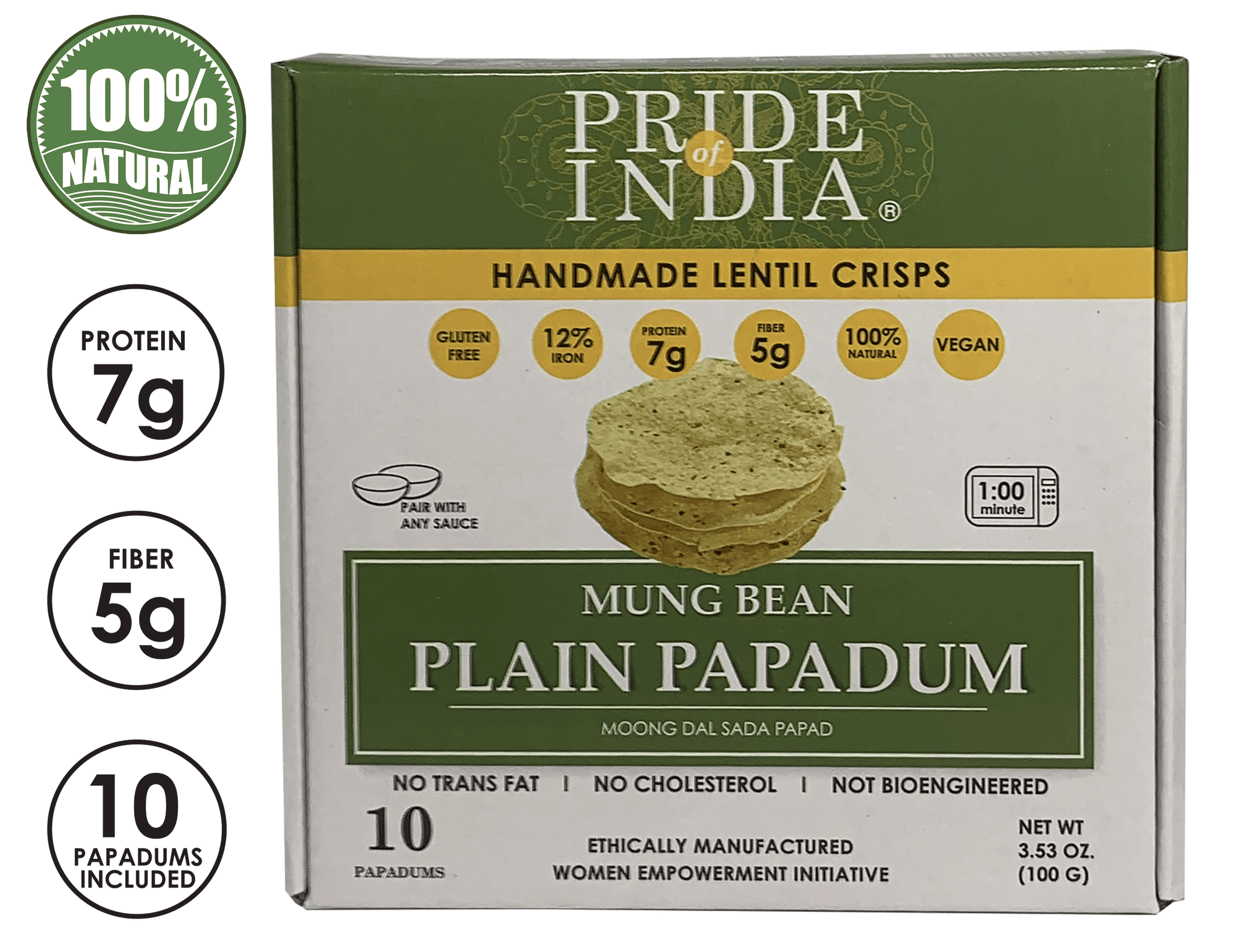 Plain Mung Bean Sada Papadum Lentil Crisp - Pride Of India