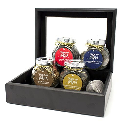 Natural Indian Black Tea Gift Chest 4 Tea Jars Assam Black Tea