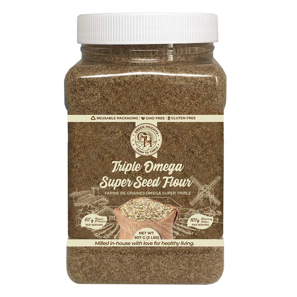 Triple Omega Super Seed Flour - 2 Pound / 907 grams Jar by Green Heights - Pride Of India