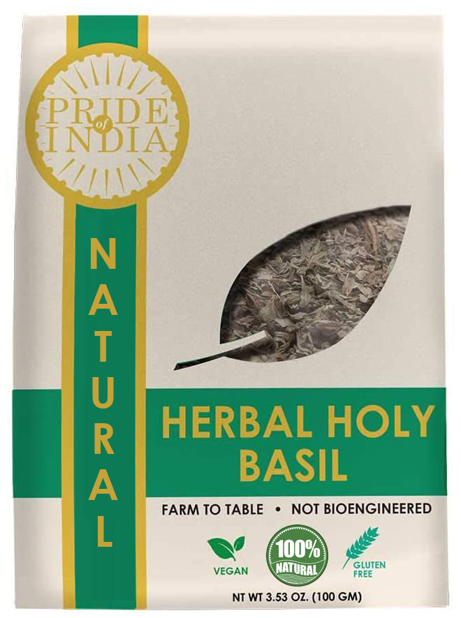 NUTRITEA Natural Tulsi Holy Basil Herbal Full Leaf Tea (Caffeine Free) - Pride Of India