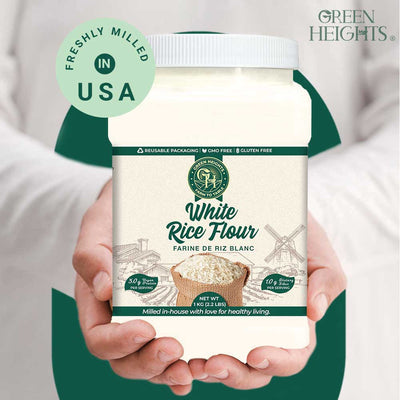 White Rice Flour - 2.2 Pound / 1 KG Jar by Green Heights - Pride Of India