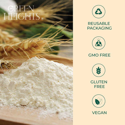 White Rice Flour - 2.2 Pound / 1 KG Jar by Green Heights - Pride Of India