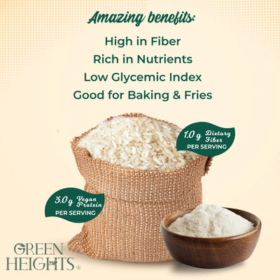 White Rice Flour - 2.2 Pound / 1 KG Jar by Green Heights - Pride Of India